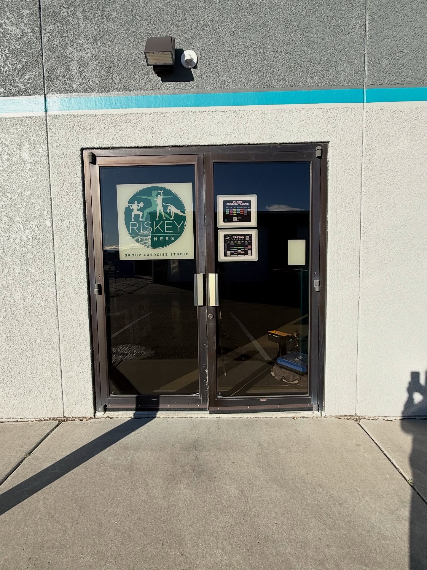 XPEL Architectural Black Out Film installed at Risky Fitness for privacy